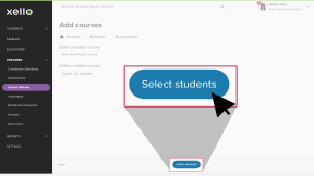 Add courses page. The "By course" button is selected. A school and course have been entered. The "Select students" button is highlighted with a cursor selecting it